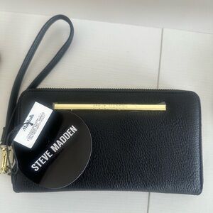 Steve Madden Black Wallet with Gold Accent